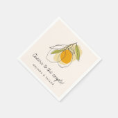 Citrus Lemon Moderner Minimalistischer Polterabend Serviette (Ecke)