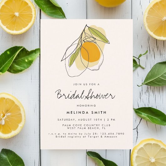 Citrus Lemon Modernes Minimalistisches Brautparty Einladung