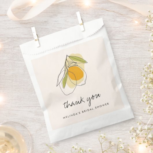 Citrus Lemon Modernes Minimalistisches Brautparty Geschenktütchen (Ausgeschnitten)