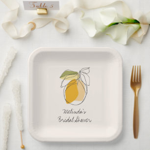 Citrus Lemon Modernes Minimalistisches Brautparty Pappteller