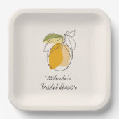Citrus Lemon Modernes Minimalistisches Brautparty Pappteller (Vorderseite)