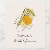 Citrus Lemon Modernes Minimalistisches Brautparty Weinetikett (Einzelnes Label)