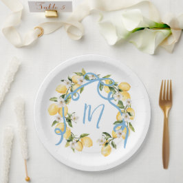 Citrus Lemon Monogram Brautparty Pappteller