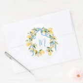 Citrus Lemon Monogram Brautparty Runder Aufkleber (Umschlag)