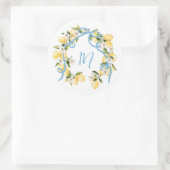 Citrus Lemon Monogram Brautparty Runder Aufkleber (Tasche)