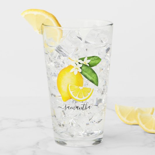 Citrus Lemon Monogram Glas (Vorderseite Ice)