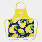 Citrus Lemon Monogram Navy Blue Schürze (Vorderseite)