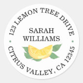 Citrus Lemon Name und Anschrift Runder Aufkleber (Vorderseite)
