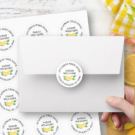 Citrus Lemon Name und Anschrift Runder Aufkleber