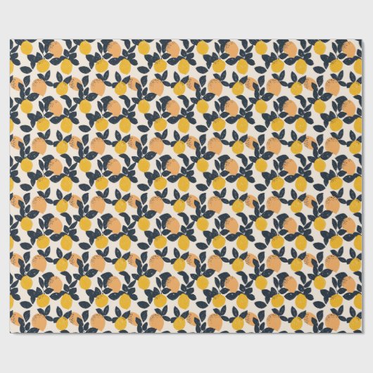 Citrus Lemon Orange Abstrakt Moderne Muster Geschenkpapier (Flach)