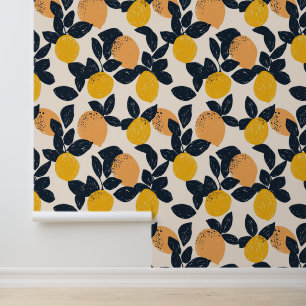 Citrus Lemon Orange Abstrakt Moderne Muster Tapete