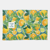 Citrus Lemon Orange Limone INITIAL Artisan farbenf Geschirrtuch (Horizontal)