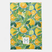 Citrus Lemon Orange Limone INITIAL Artisan farbenf Geschirrtuch (Vertikal)