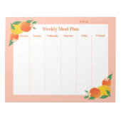 Citrus Lemon Orange Weekly Meal Plan Notepad Notizblock (Vorderseite)