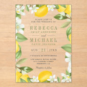 Citrus Lemon Orchard Wedding Acryleinladungen (Vorderseite)