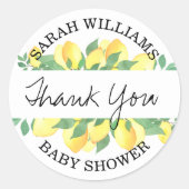 Citrus Lemon Personalisiert Danke Runder Aufkleber (Vorderseite)