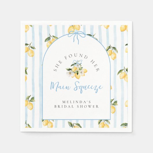 Citrus Lemon Ribbons Brautparty Serviette (Vorderseite)