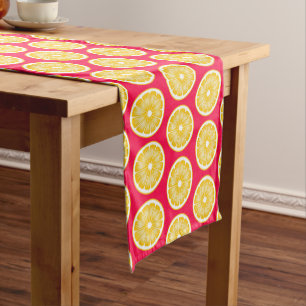 Citrus Lemon Slice Hot Pink & Yellow Kurzer Tischläufer