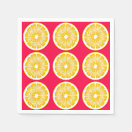Citrus Lemon Slice Hot Pink & Yellow Serviette