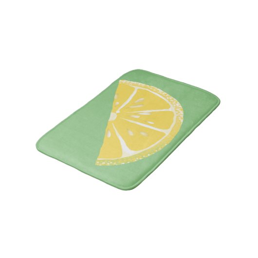 Citrus Lemon Slice Wedge Art Badematte (Schrägansicht)