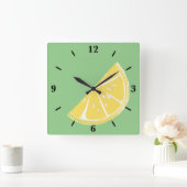 Citrus Lemon Slice Wedge Art Quadratische Wanduhr (Zuhause)