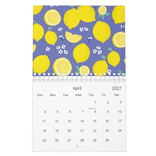 Citrus Lemon Slices Lila Pattern 2026 Kalender (Apr 2027)