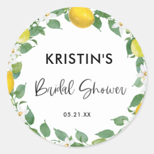 Citrus Lemon Theme Brautparty Vielen Dank Runder Aufkleber