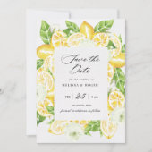 Citrus Lemon Tree Elegant Save the Date Einladung (Vorderseite)
