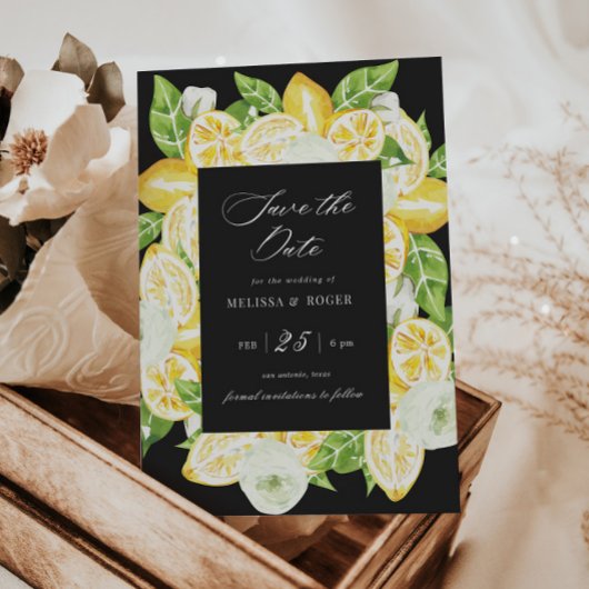 Citrus Lemon Tree Elegant Save the Date Einladung