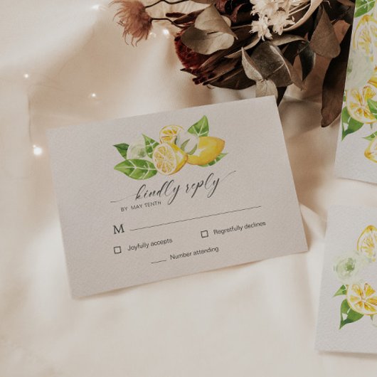 Citrus Lemon Tree Wedding RSVP Response Card
