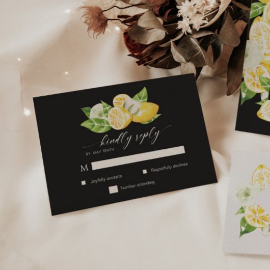 Citrus Lemon Tree Wedding RSVP Response Card Karte