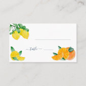 Citrus Lemon und Orange Wedding Table Platzkarte Visitenkarte (Vorderseite)