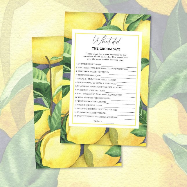 Citrus lemon - Was hat der Bräutigam zu Brautspiel (Von Creator hochgeladen)