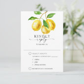 Citrus Lemon Wasserfarbe Wahl RSVP Karte (Stehend Vorderseite)