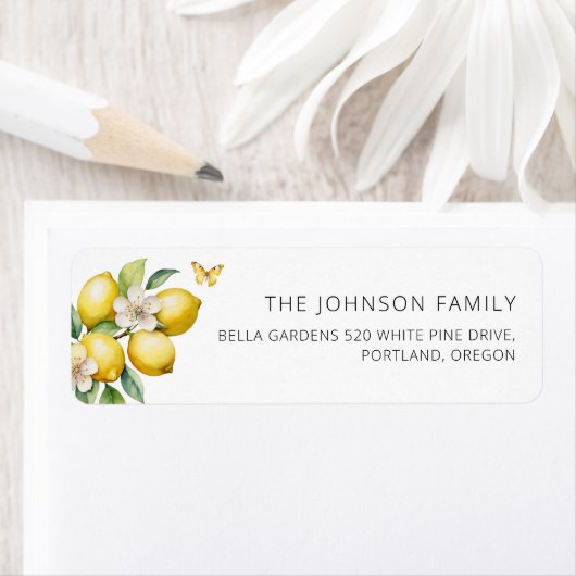 Citrus Lemon Watercolor Baby Dusche Rücksendeadres (Insitu)