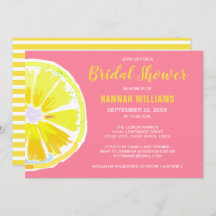Citrus Lemon Watercolor Pink Brautparty Einladen