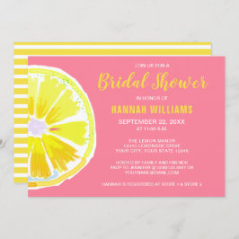 Citrus Lemon Watercolor Pink Brautparty Einladen Einladung