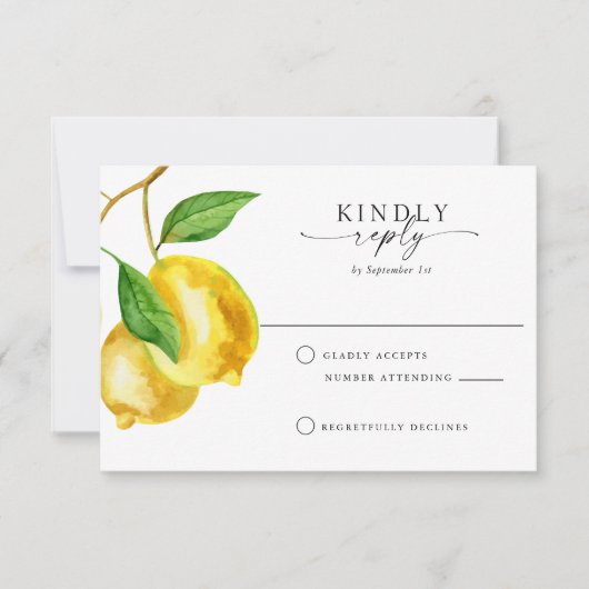 Citrus Lemon Watercolor RSVP Karte (Vorderseite)