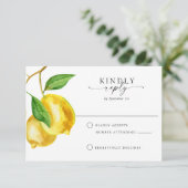 Citrus Lemon Watercolor RSVP Karte (Stehend Vorderseite)