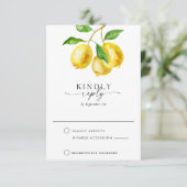 Citrus Lemon Watercolor RSVP Karte (Stehend Vorderseite)