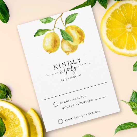 Citrus Lemon Watercolor RSVP Karte
