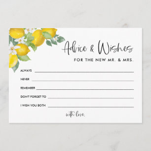 Citrus Lemon Wedding Advice und Wünsche Dankeskarte