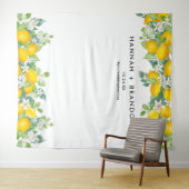 Citrus Lemon Wedding Foto Booth Banner Wandteppich (Beispiel (Horizontal))