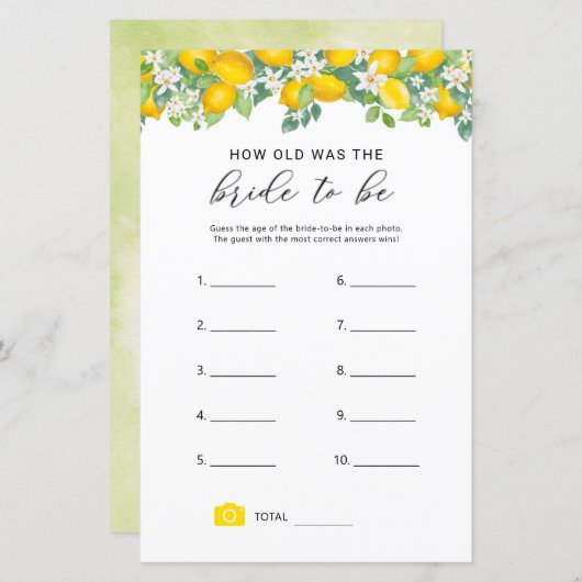 Citrus Lemon wie alt war das Brautspiel (Vorne/Hinten)