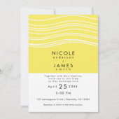Citrus Lemon Yellow & White Wave Moderne Hochzeit Einladung (Vorderseite)