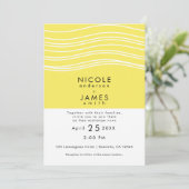 Citrus Lemon Yellow & White Wave Moderne Hochzeit Einladung (Stehend Vorderseite)