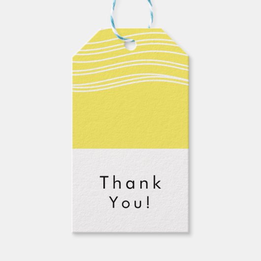 Citrus Lemon Yellow & White Wave Moderne Hochzeit Geschenkanhänger (Vorderseite)