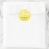 Citrus Lemon Yellow & White Wave Moderne Hochzeit Runder Aufkleber (Tasche)