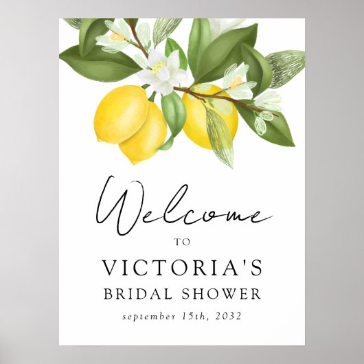 Citrus Lemons Brautparty Begrüßungszeichen Poster (Vorne)