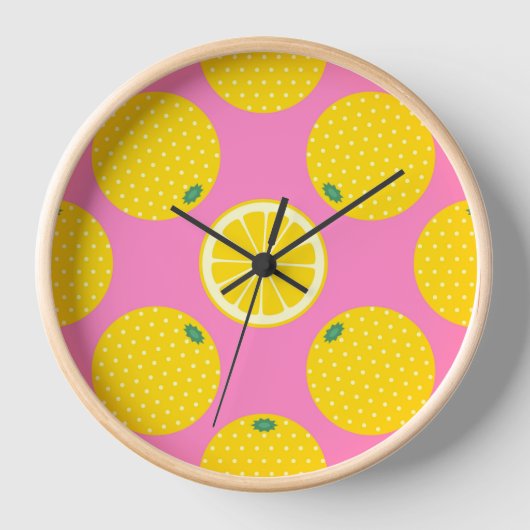 Citrus Lemons Fun Round Uhr (Vorderseite)